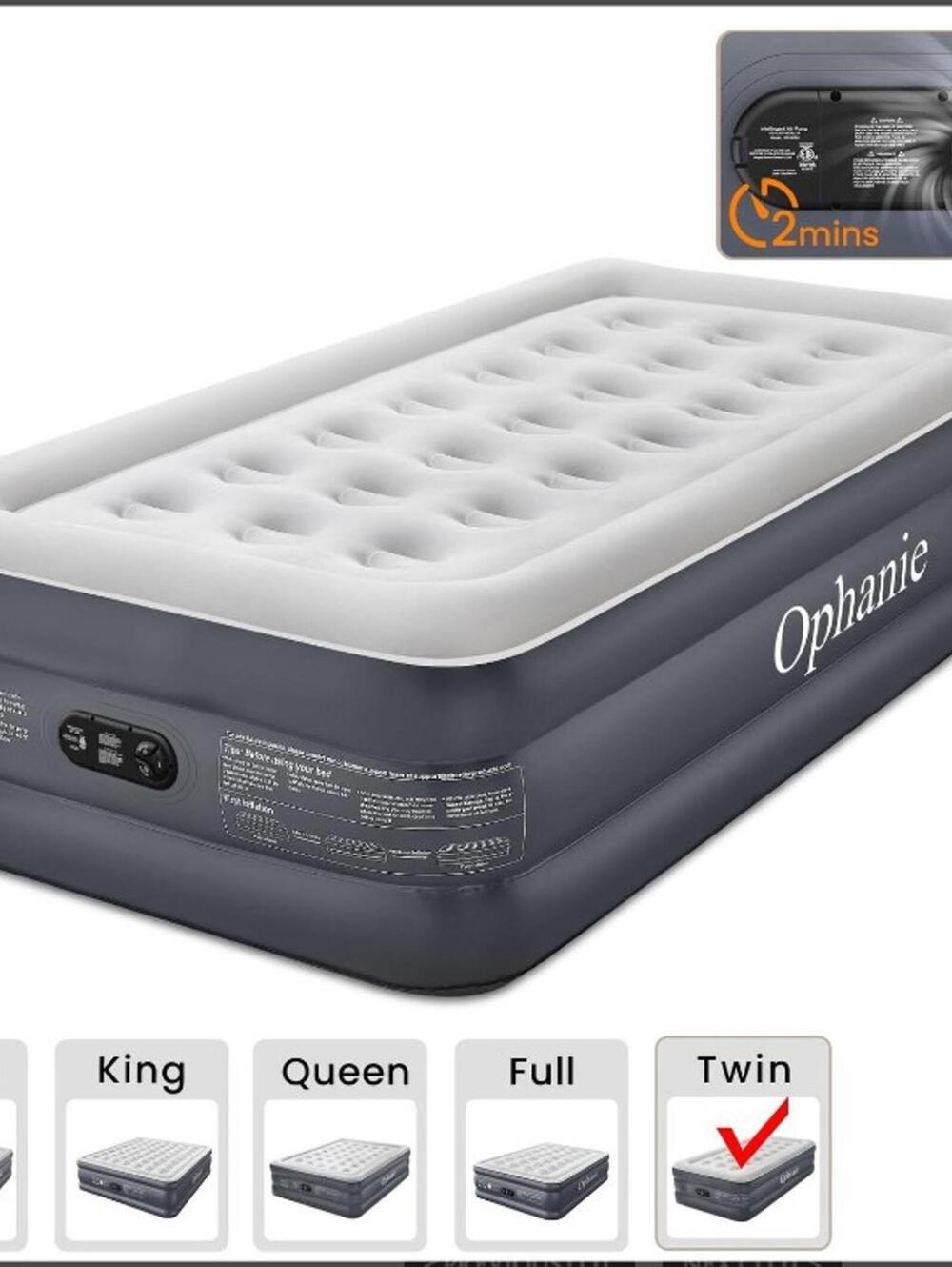 Twin Size - 18-Inch Elevated Inflatable Air Mattress with Built-in Pump